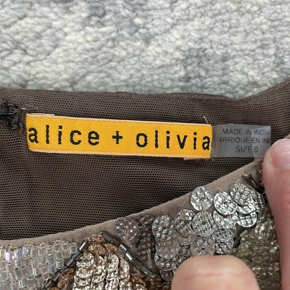 NWT Alice + Olivia Vista Beaded Dress Retro Flapper Sparkle Mini Sz 0 - Picture 9 of 17